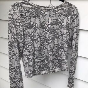 J Brand grey lace print long sleeve shirt sz S